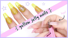Amazing Nail Transformation ♡ From Old Polygel To Clear Yellow Jelly Nails!