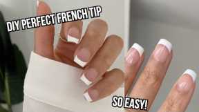 EASIEST FRENCH TIP NAILS AT HOME | how to do the perfect French tip nails | clean girl aesthetic