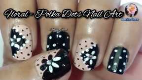 Easy Floral-Polka dot Nail Art Designs/ Daisy Nail Art / Black and White Nail Art #nailsbyamrita