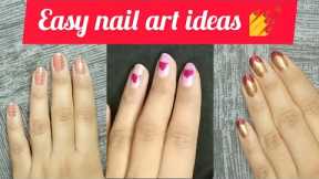 easy nail art ideas at home || nail art designs || 3 in one || 2 colour nail art