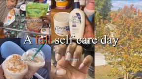 A fall self-care day 🍁|  manicure & pedicure, skin care, grocery shopping, Starbucks (fall break)
