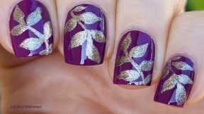 Orchid NAILS With Gold Leaves NAIL ART DESIGN / Elegant Fall Manicure 2022
