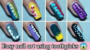 Nail art using toothpicks at home|| Simple designs for beginners #easynailart #naildesign #nailart