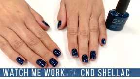 Full Salon Manicure with CND  Shellac 'Midnight Swim' 💙 [No Talking/ Relaxing Music]