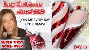 🎅 Easy Christmas Nail Art Design | Red Foil Santa Bling Nails | Candy Cane | Madam Glam Advent
