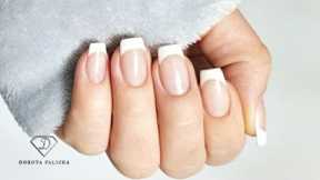 How to do french manicure gel polish nails. French manicure on natural nails with gel.