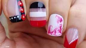Fun Nail Art Designs / Nail Tutorial For Beginners In Red, Black & White / Nails 2023