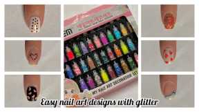 How to use nail glitters from Royalkart || Easy nail art designs with glitters