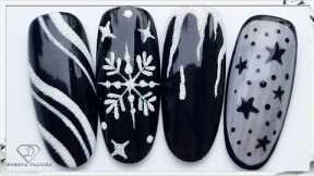 Quick and Easy Black Christmas nail art for beginners. Black  Xmas nail art.