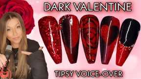 🖤 Dark Valentine | Ombré Heart | Black Red Bling Nail Art Design | Glitter Nails | French Trend Easy
