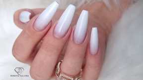 Faded French manicure nails. Easy ombre french nails for beginners using sponge. Babyboomer Nails