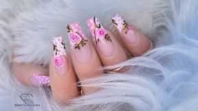 Mother's day nails with roses. 🌹😍 Pink rose nail art. Best Nail designs