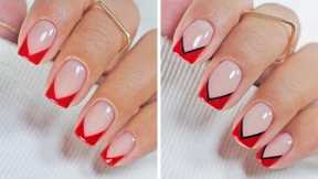 V-Shape French Tip Nails Tutorial | Red French Manicure
