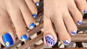 Awesome foot nail art and ideas for women | Floral & leaf pattern feet nail designs | Nail Delights💅