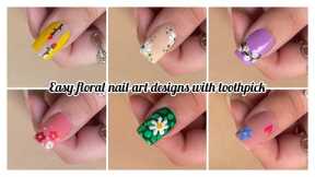 Easy floral nail art designs with toothpick || New nail art designs for beginners 2023