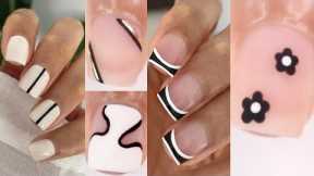 TRENDY nail art designs compilation 2023 | black and white nail ideas | gel polish chrome nails