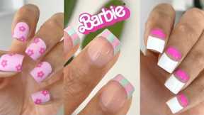 EASY BARBIE NAILS | cute and easy pink nail art designs | Barbie movie inspired nails
