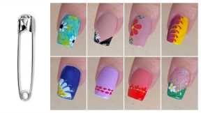 Easy nail art designs with safety pin || trending nail art designs at home