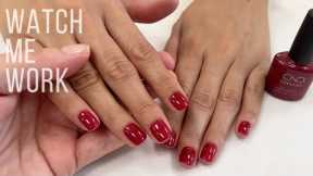 Gentle, non-invasive manicure with CND Shellac Rebellious Ruby