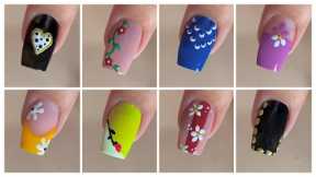 8 Easy nail art designs with household items || Nail art with toothpick and safety pin