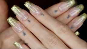 ASMR long nail tutorial | glitter fade manicure  (tapping, scratching, soft spoken)