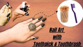 Beautiful nail art design with toothpick and tooth brush / Easy nail art design ideas