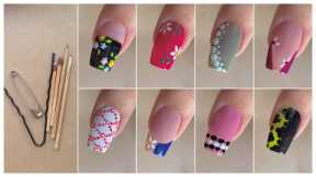 Easy and cute nail art designs with household items || Nail art at home