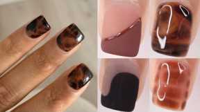 TRENDY NEW NAIL ART IDEAS! brown fall nail art compilation 2023 using gel polish at home