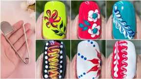 6 Easy nail art designs using safetypin only || Easy nail art for beginners2024||#safetypinnailart