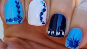Blue NAIL ART Ideas - EASY NAILS Tutorial For Beginners - Manicure At Home