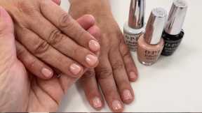 Manicure with new OPI Infinite Shine Passion [client with soft and ridgy nails]
