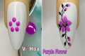 Easy Purple Flower Nails Art For