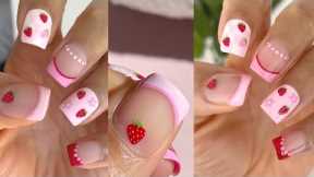 STRAWBERRY NAIL ART! summer nails tutorial using gel polish at home, mix & match nails