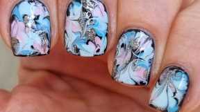 Baby Vibe Marble Nail Art Over Black Nails | Elegant Nail Ideas