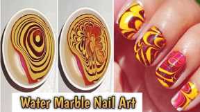 Water marble nail art step by step tutorial 💅 || Easy Nail Art for short nails