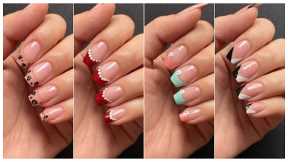 Easy French tips nail art designs ideas || Nail art for beginners