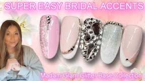 👰🏽‍♀️ Super Easy Bridal Accent Nails | Beginner Nail Art Design | Bling French Ombre Stamping