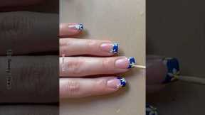 💅🌸Easy floral french tip nail art design #nailart2023 #naildesign #youtubeshorts #shorts