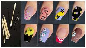 10 Easy floral nail art designs with household items || new nail designs 2024