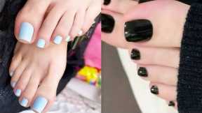 High class designs of shiny solid toe nails design collection//Latest pedicures for ladies of 2024