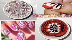 Water marble nail art designs step by step 💅 || Easy Nail Art design