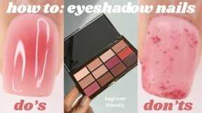 how to do aura ombre nail art using eyeshadow, step by step beginner friendly nails at home